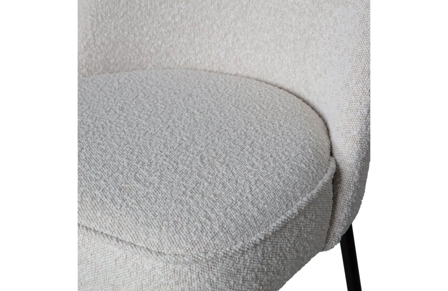 WOOOD Vogue spisestuestol - naturlig bouclé polyesterstoff og svart metall