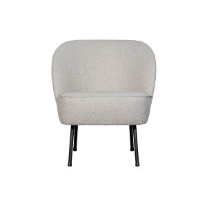 WOOOD Vogue ftölj - naturligt bouclé polyestertyg och svart metall