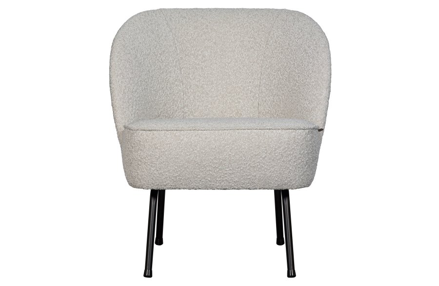 WOOOD Vogue lenestol - naturlig bouclé polyesterstoff og svart metall