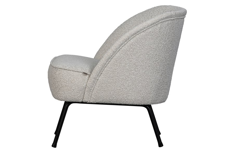 WOOOD Vogue lenestol - naturlig bouclé polyesterstoff og svart metall