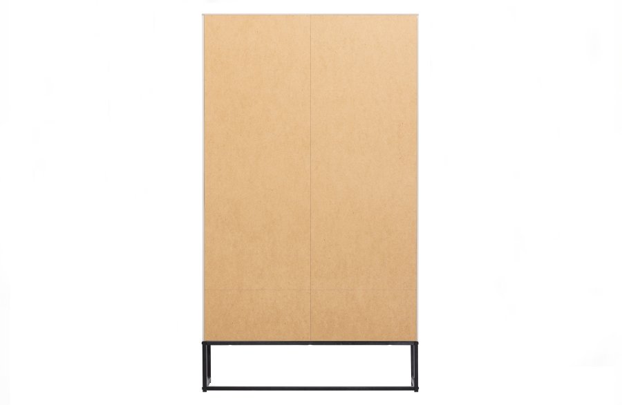 WOOOD Silas garderobeskap, 2 drer, 4 hyller, 1 skuff - stv (gr/sand) brstet furu og metall