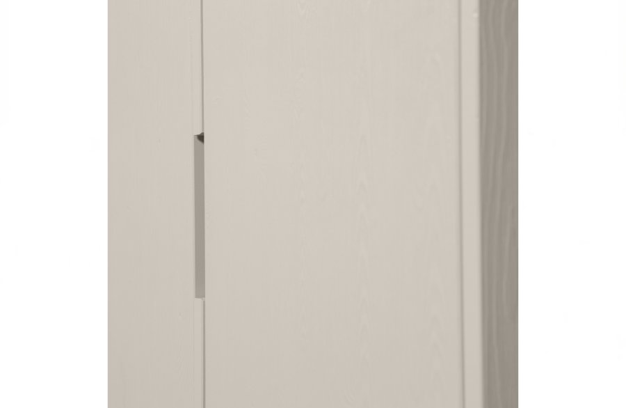 WOOOD Silas garderobeskap, 2 drer, 4 hyller, 1 skuff - stv (gr/sand) brstet furu og metall