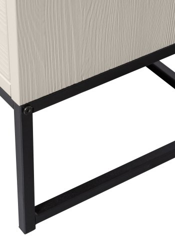 WOOOD Silas garderobeskap, 2 drer, 4 hyller, 1 skuff - stv (gr/sand) brstet furu og metall