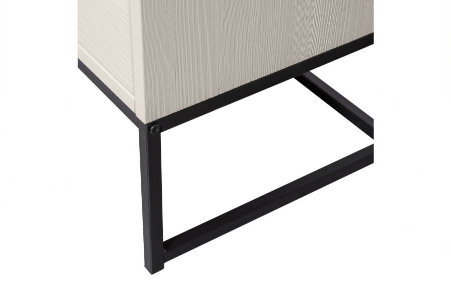 WOOOD Silas garderobeskap, 2 drer, 4 hyller, 1 skuff - stv (gr/sand) brstet furu og metall