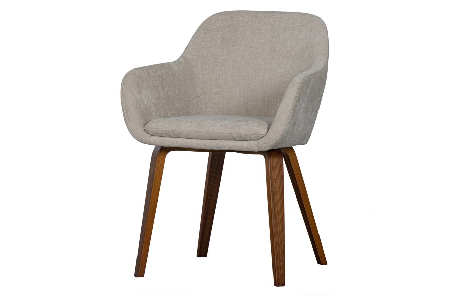 VTWONEN Base spisebordsstol, med armlener - sandmelert flyelspolyester og valnttfinish