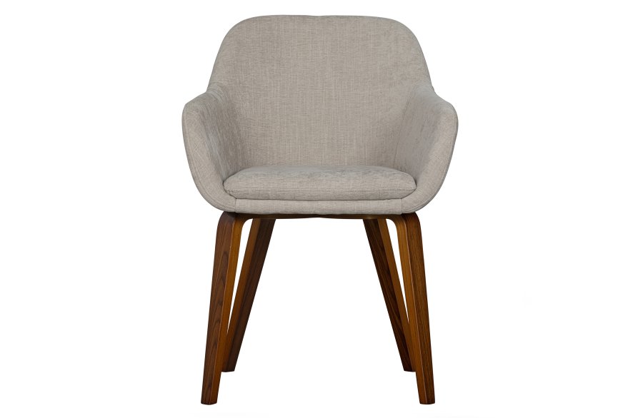 VTWONEN Base spisebordsstol, med armlener - sandmelert flyelspolyester og valnttfinish