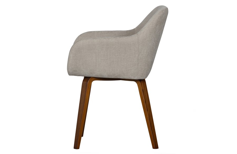 VTWONEN Base spisebordsstol, med armlener - sandmelert flyelspolyester og valnttfinish