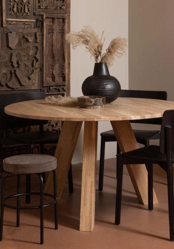 TRE Rhonda spisebord, rundt - naturlig matt eik (129)