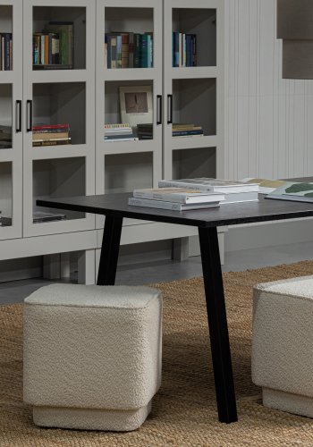 WOOOD Tablo spisebord, rektangulrt - Blacknight eik og firkantet ben svart metall (180x90)