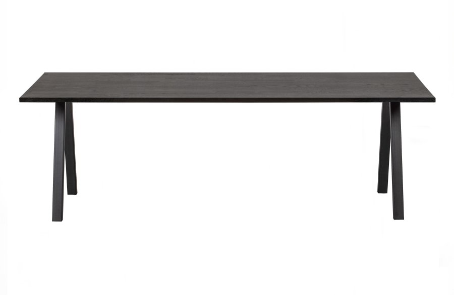 WOOOD Tablo spisebord, rektangulrt - Blacknight eik og firkantet ben svart metall (180x90)