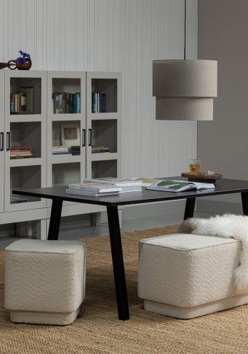 WOOOD Tablo spisebord, rektangulrt - Blacknight eik og firkantet ben svart metall (200x90)