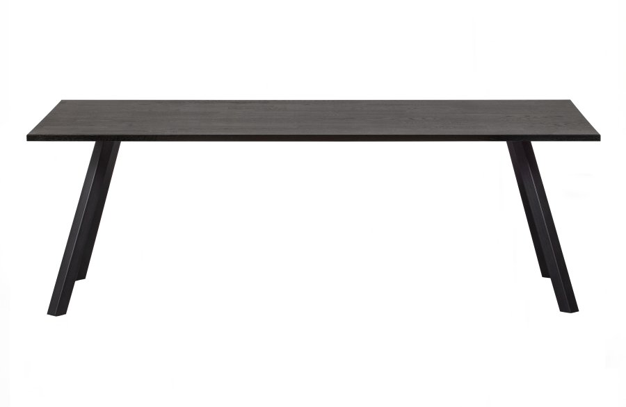 WOOOD Tablo spisebord, rektangulrt - Blacknight eik og firkantet ben svart metall (200x90)