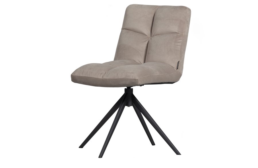 WOOOD EKSKLUSIV Vinny spisebordstol, svingbar - ekte flyelspolyester og svart metall