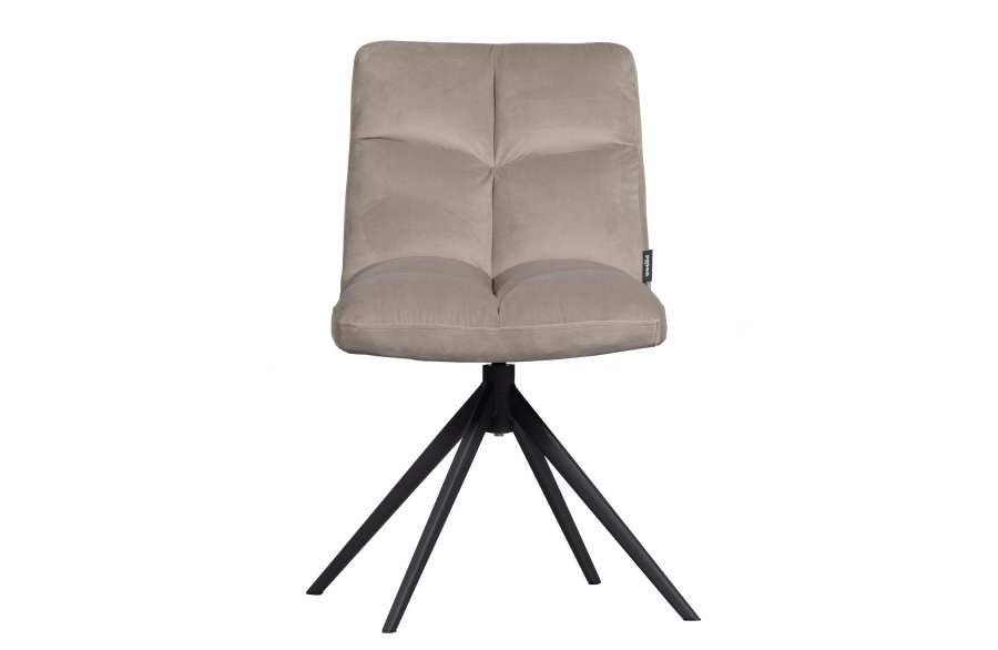 WOOOD EKSKLUSIV Vinny spisebordstol, svingbar - ekte flyelspolyester og svart metall