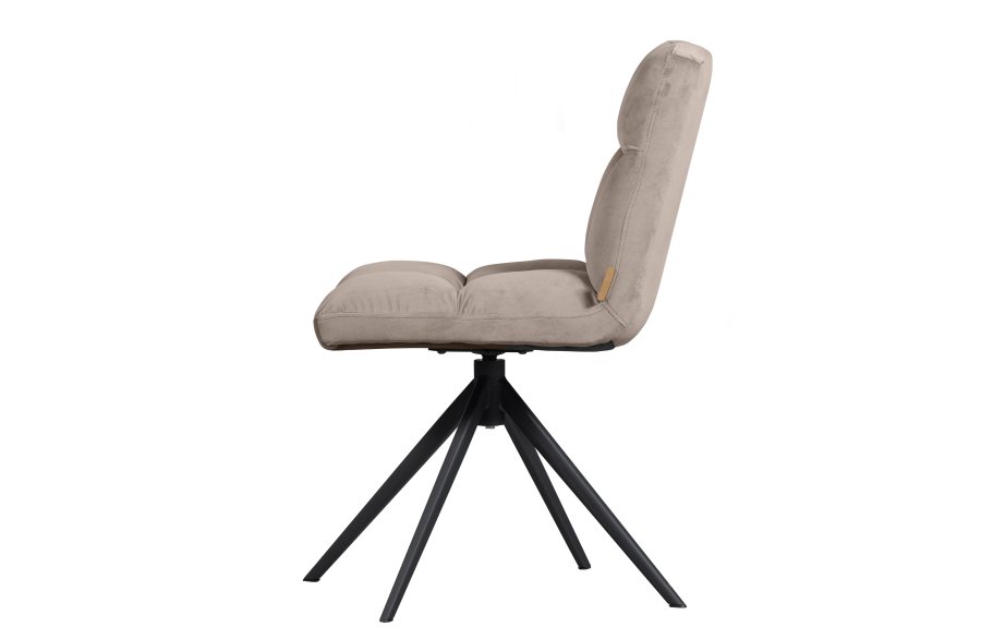 WOOOD EKSKLUSIV Vinny spisebordstol, svingbar - ekte flyelspolyester og svart metall