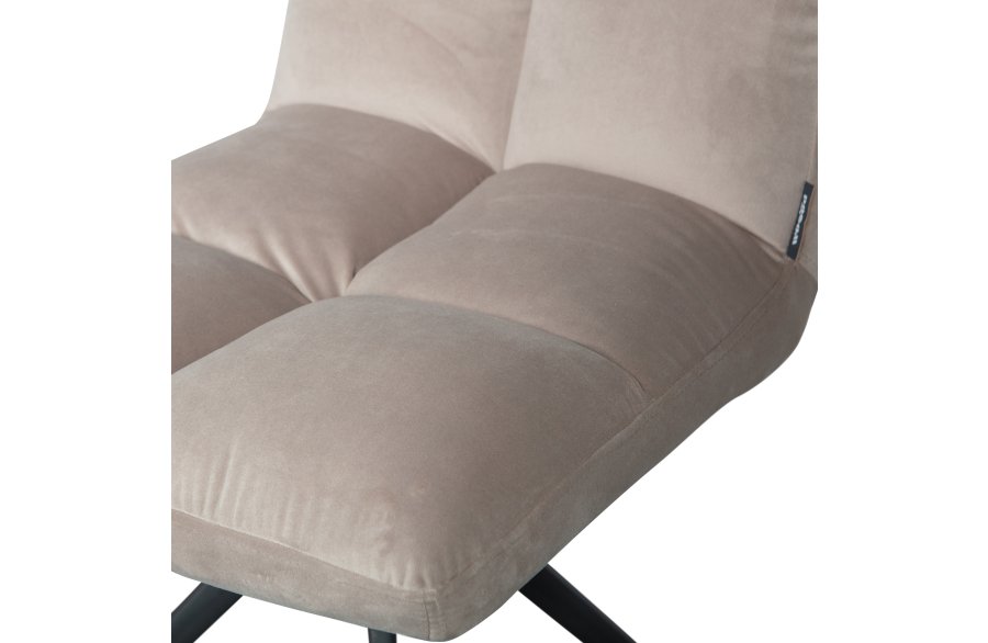 WOOOD EKSKLUSIV Vinny spisebordstol, svingbar - ekte flyelspolyester og svart metall