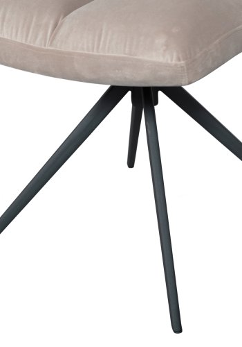 WOOOD EKSKLUSIV Vinny spisebordstol, svingbar - ekte flyelspolyester og svart metall