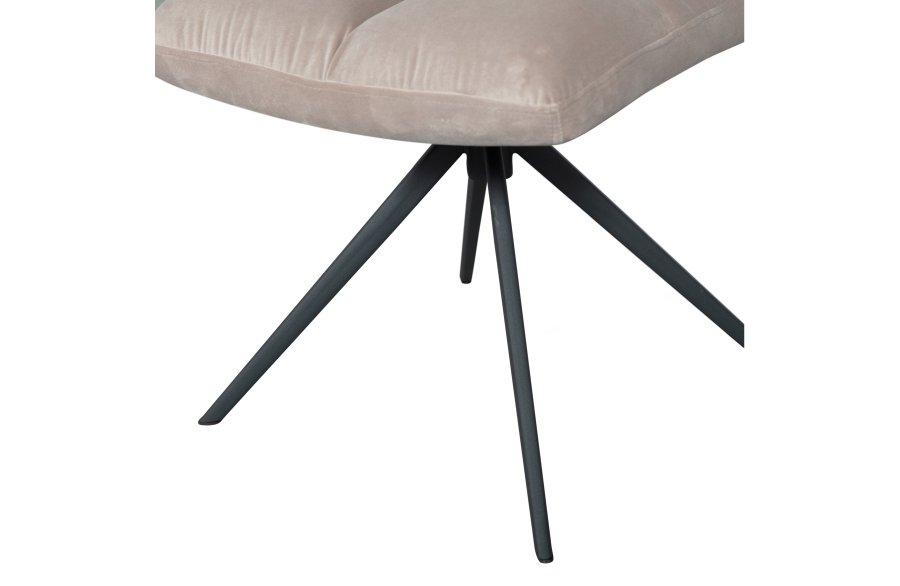 WOOOD EKSKLUSIV Vinny spisebordstol, svingbar - ekte flyelspolyester og svart metall