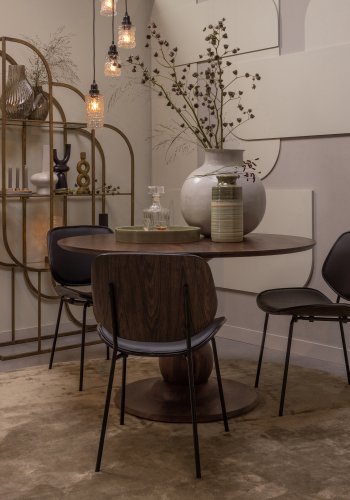 WOOOD Close spisebordsstol - brunt tre og sort kunstskinn/metall