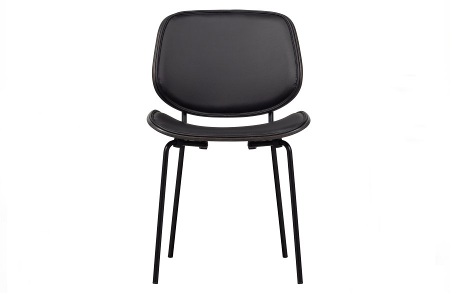 WOOOD Close spisebordsstol - brunt tre og sort kunstskinn/metall