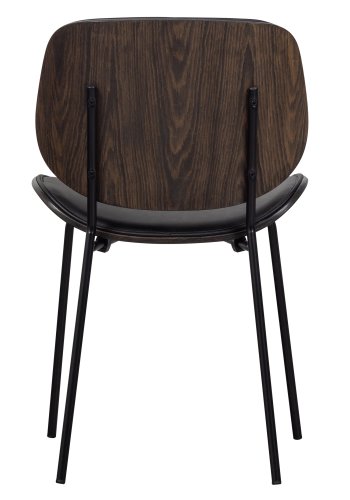 WOOOD Close spisebordsstol - brunt tre og sort kunstskinn/metall