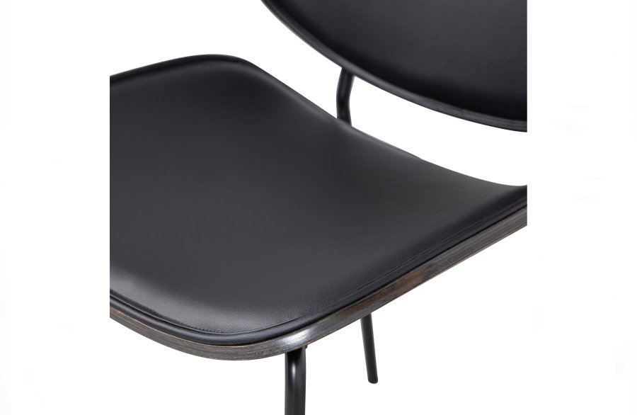 WOOOD Close spisebordsstol - brunt tre og sort kunstskinn/metall