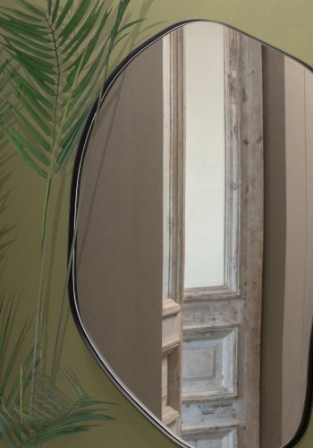 WOOOD EKSKLUSIV Romee veggspeil, organisk - speilglass og svart metall (100x70)