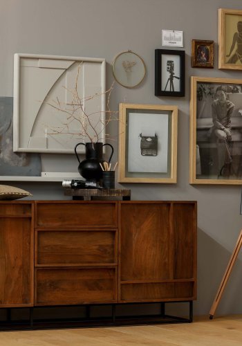 WOOOD EXCLUSIVE Foss gulvlampefot, uten skjerm - antikk sort/brun aluminium (H:129)