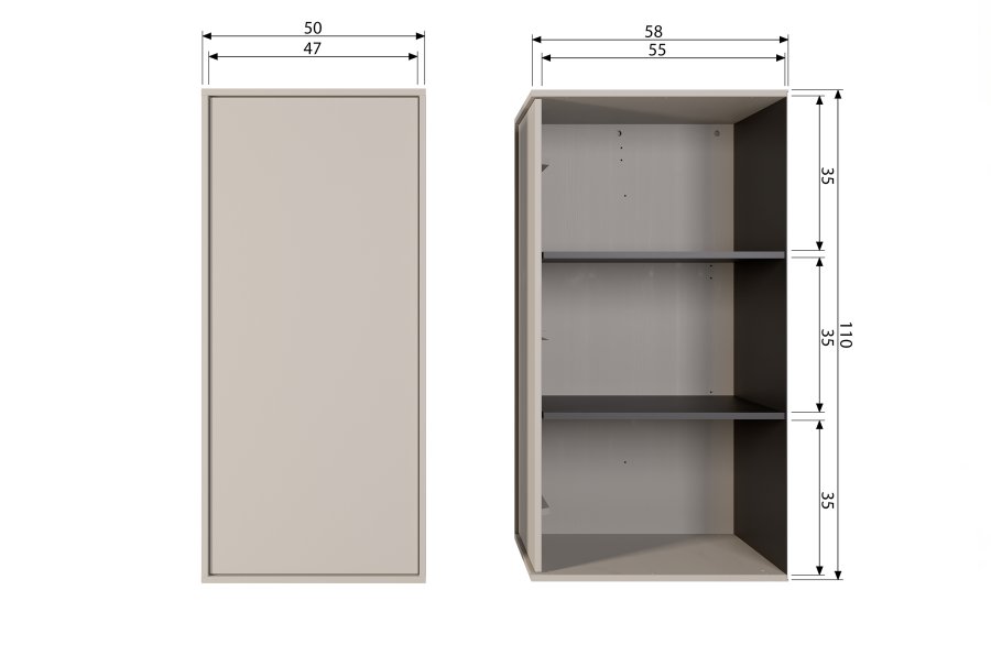 VTWONEN Dagsskap Enkeltskap, m. 1 trykk for  pne porten og 1 stang - dakargrau furu (H:110)
