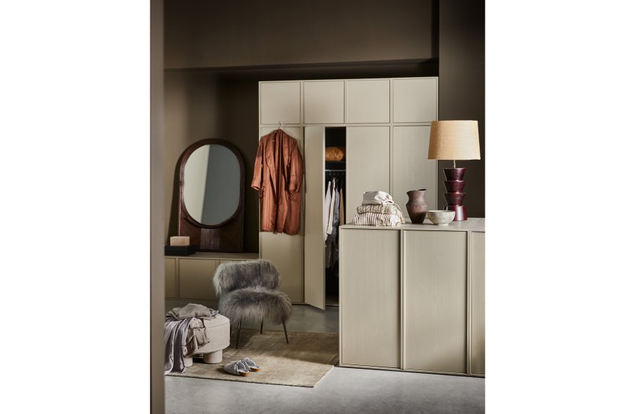 VTWONEN Daily Closet Enkelt skap, 1 dr, 2 skuffer, 2 hyller, 1 stang - dakargrau furu (H:200)