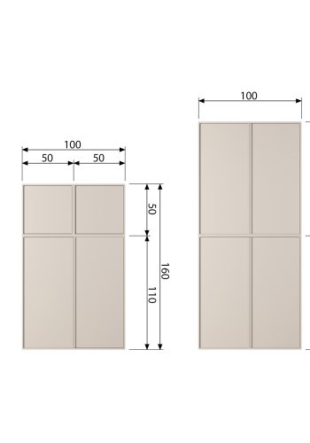 VTWONEN Dagsskap Dobbelt skap, m. 2 trykk for  pne drer og 2 hyller - dakargrau furu (H:50)