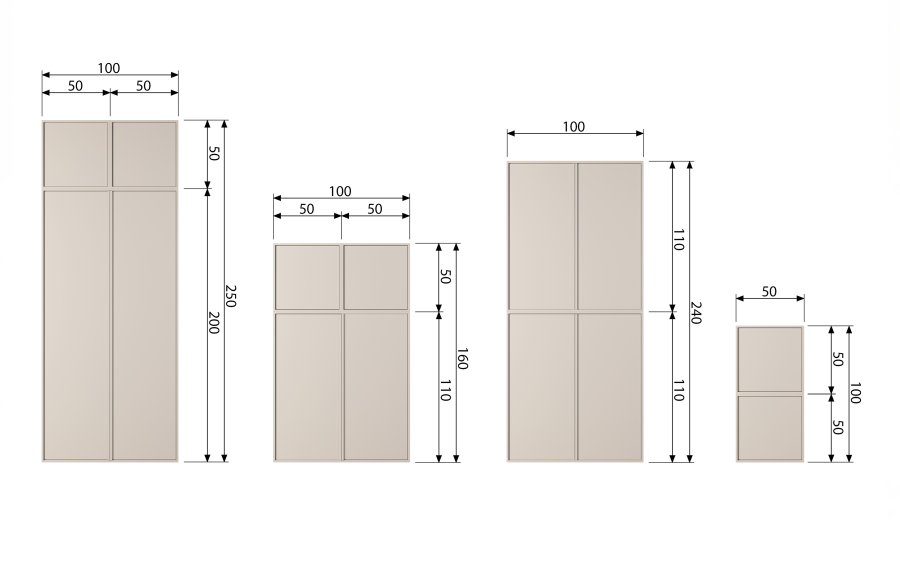 VTWONEN Dagsskap Dobbelt skap, m. 2 trykk for  pne drer og 2 hyller - dakargrau furu (H:50)