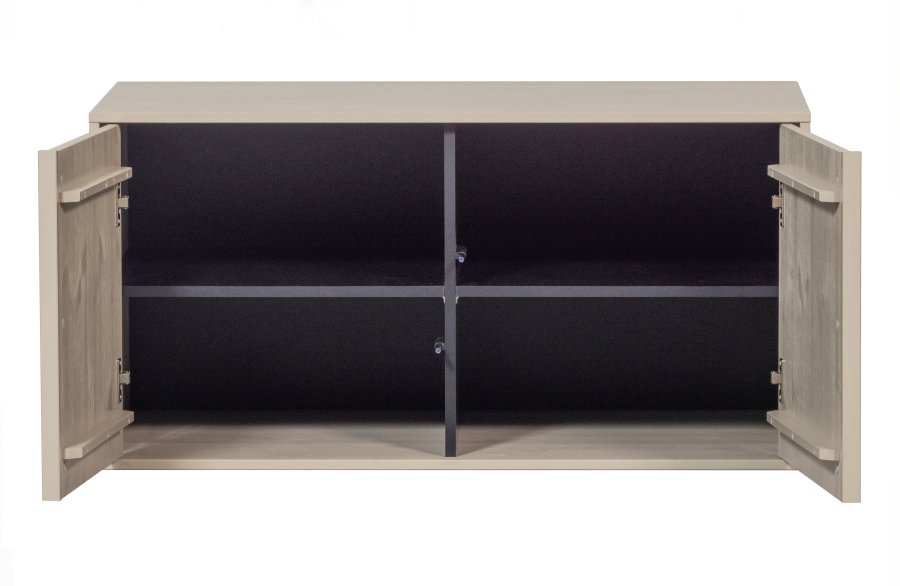 VTWONEN Dagsskap Dobbelt skap, m. 2 trykk for  pne drer og 2 hyller - dakargrau furu (H:50)