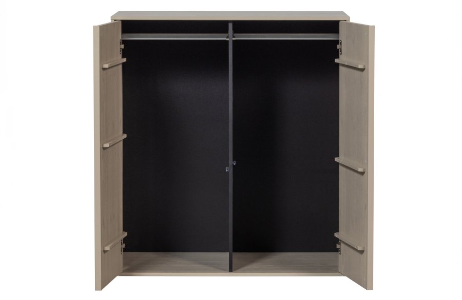 VTWONEN Dagsskap Dobbelt skap, m. 2 trykk for  pne drer og 2 stenger - dakargrau furu (H:110)