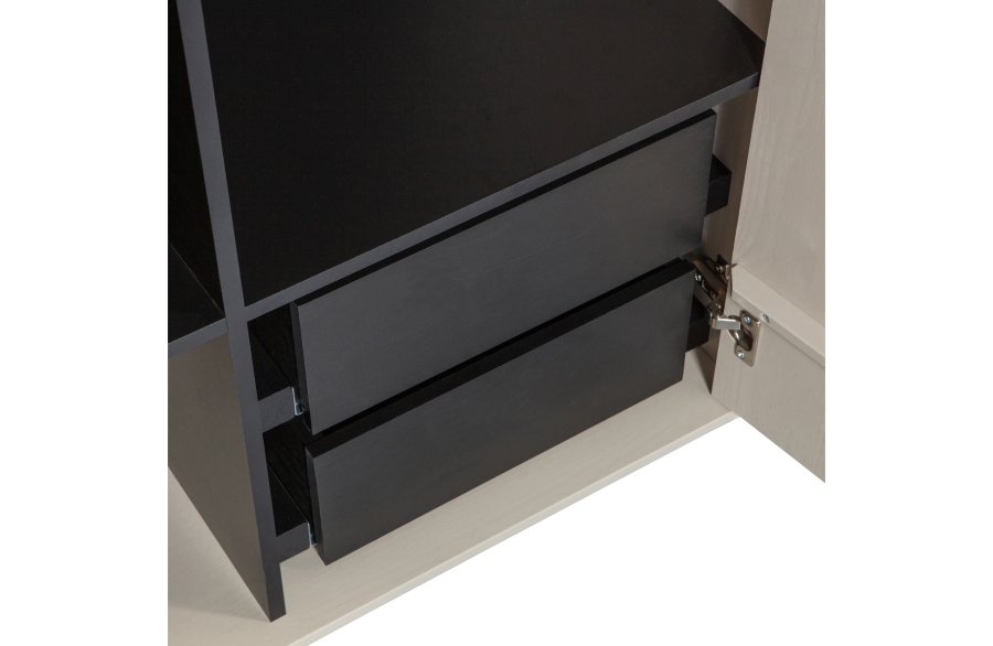 VTWONEN Dagsskap Dobbelt skap, m. 2 drer, 2 skuffer, 2 hyller - dakargrau furu (H:200)