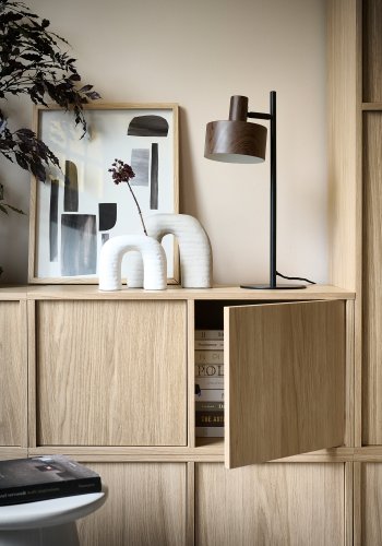 VTWONEN Modulrt underskap, m. 2 trykk for  pne drer og 2 hyller - naturlig matt eikefiner (77x40)