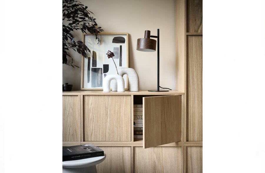 VTWONEN Modulrt underskap, m. 2 trykk for  pne drer og 2 hyller - naturlig matt eikefiner (77x40)