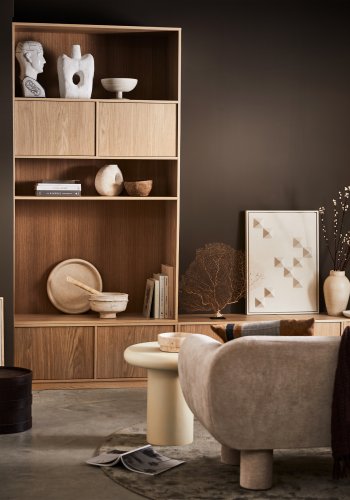 VTWONEN Modulrt overskap, m. 2 trykk for  pne drer og hyller - naturlig matt eikefiner (110x40)