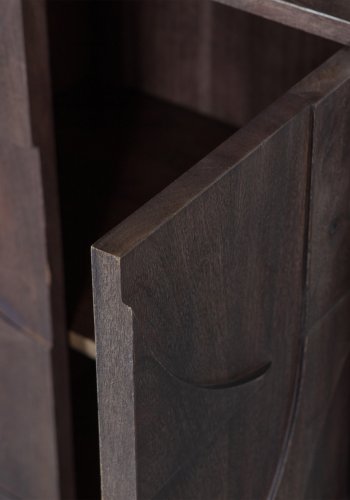 WOOOD Tegneskap, m. 4 trykk for  pne drer, 2 hyller og 1 rom - valnttfarget mangotre