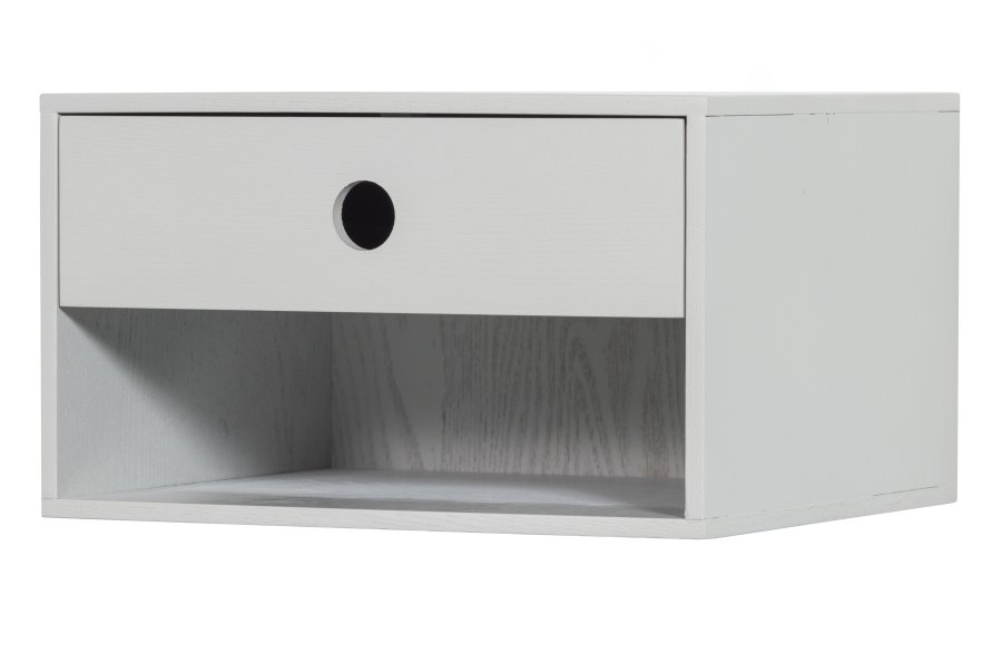 WOOOD Nancy vegghengt nattbord, m. 1 skuff og 1 rom - tkegr/mist MDF (34x30)
