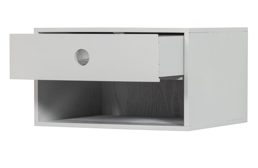 WOOOD Nancy vegghengt nattbord, m. 1 skuff og 1 rom - tkegr/mist MDF (34x30)