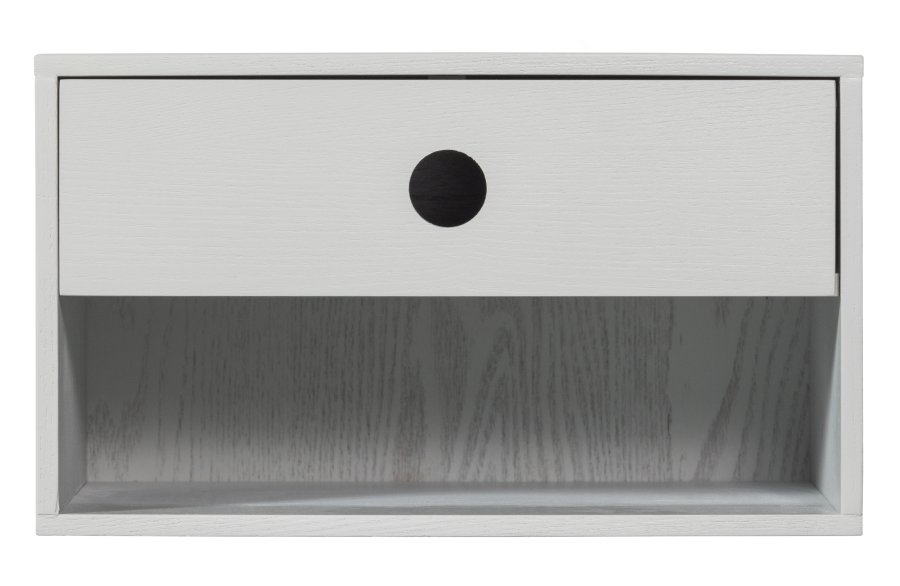 WOOOD Nancy vegghengt nattbord, m. 1 skuff og 1 rom - tkegr/mist MDF (34x30)