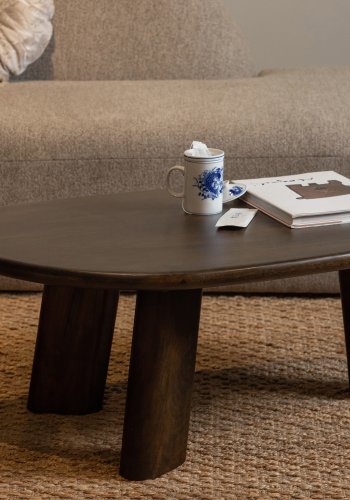 WOOOD Rundt salongbord, kologisk - valnttfarget mangotre (110x60)