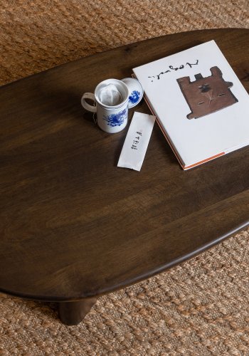 WOOOD Rundt salongbord, kologisk - valnttfarget mangotre (110x60)