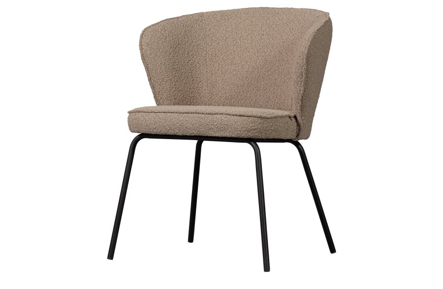 WOOOD Admit spisestuestol - beige bouclé polyester og svart metall
