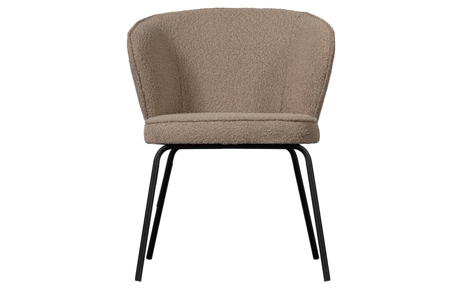 WOOOD Admit spisestuestol - beige bouclé polyester og svart metall