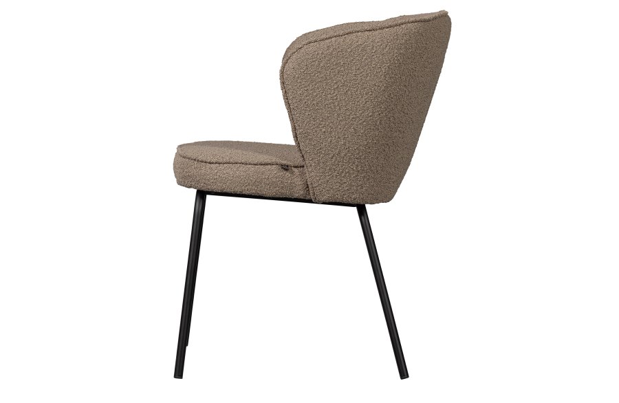 WOOOD Admit spisestuestol - beige bouclé polyester og svart metall