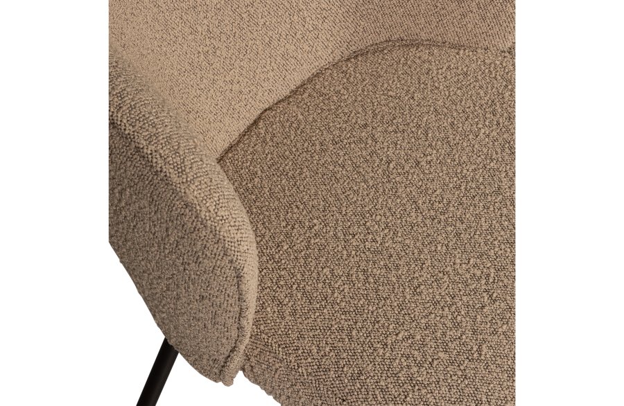WOOOD Admit spisestuestol - beige bouclé polyester og svart metall