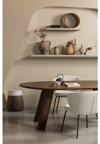 WOOOD Admit spisestuestol - naturlig bouclé polyester og sort metall