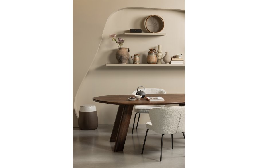 WOOOD Admit spisestuestol - naturlig bouclé polyester og sort metall